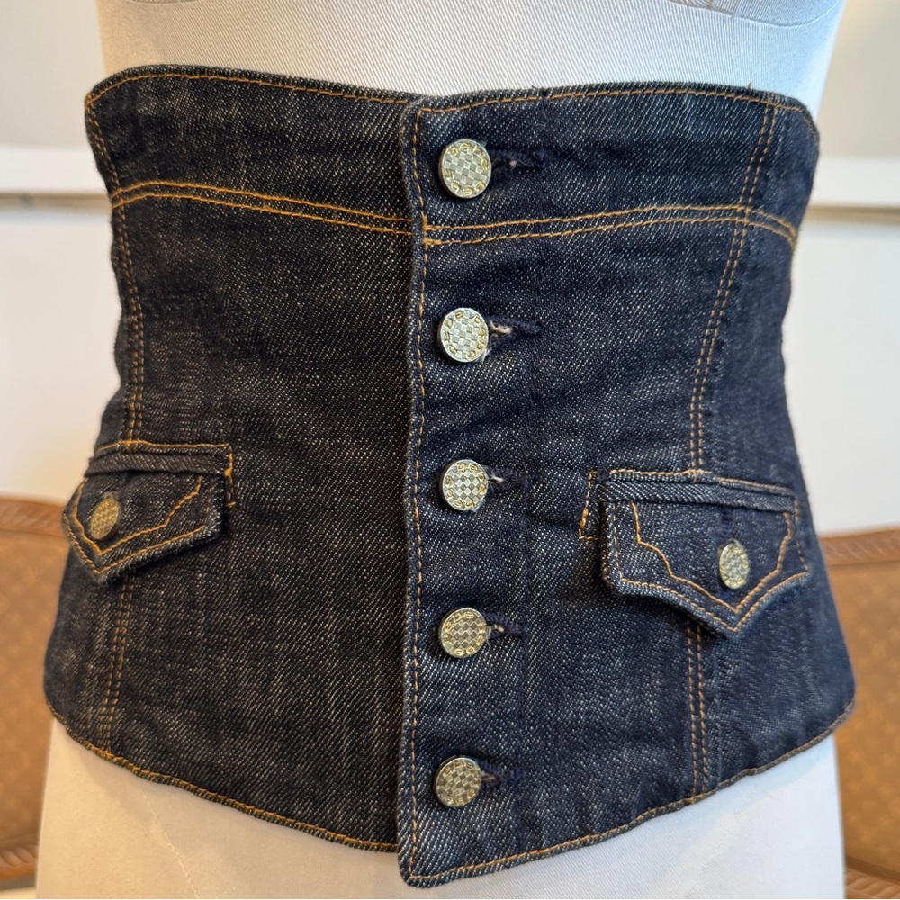 bebe Vintage Y2K Dark Denim Bustier Top